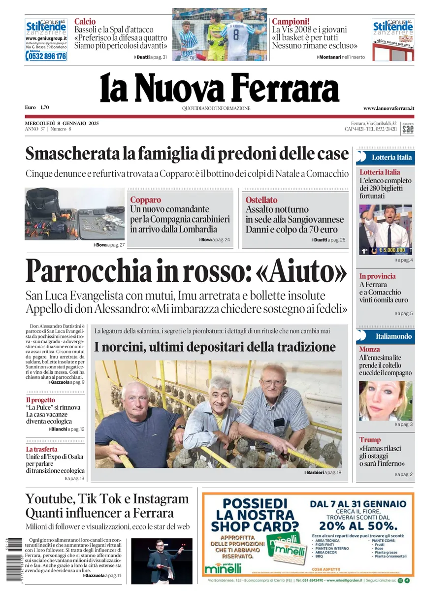 Prima-pagina-nuova ferrara-oggi-edizione-del-2025-01-08